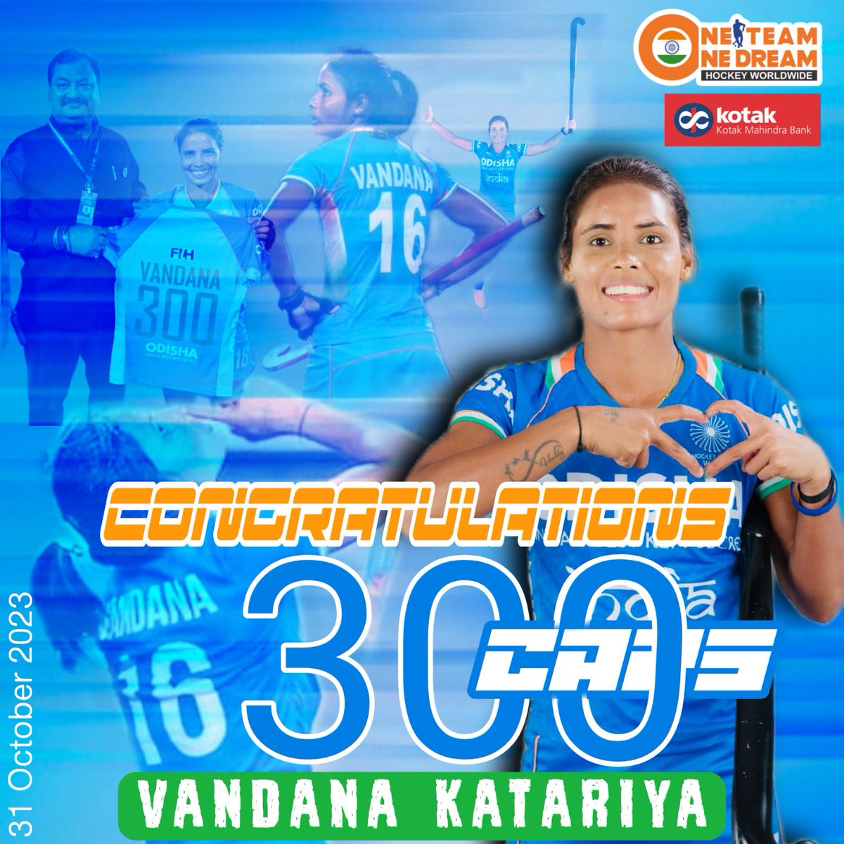 OneTeamOneDream ( OTOD ) (@oneteamonedrea7) on Twitter photo CONGRATULATIONS!!! A LANDMARK WELL DESERVED.
Vandana Katariya#16 reached 300 caps for the country during the Jharkhand Women's Asian Champions Trophy Ranchi.
Thank you, <a href="/VandanaHockey16/">Vandana Katariya(VK)</a> for becoming this role model for countless girls. The legend that you are.
<a href="/TheHockeyIndia/">Hockey India</a> CONGRATULATIONS!!! A LANDMARK WELL DESERVED.
Vandana Katariya#16 reached 300 caps for the country during the Jharkhand Women's Asian Champions Trophy Ranchi.
Thank you, <a href="/VandanaHockey16/">Vandana Katariya(VK)</a> for becoming this role model for countless girls. The legend that you are.
<a href="/TheHockeyIndia/">Hockey India</a>