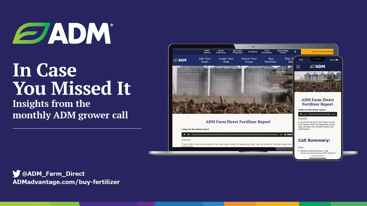 ADM_Farm_Direct's tweet photo. The latest ADM Farm Direct Fertilizer Report is now available online: https://t.co/ttcA05wIbv

Our next call will be December 6 — we hope you can join us! Sign up for the Customer Portal to get call info.

🇺🇸Portal: https://t.co/MU8wvKJgue

🇨🇦 Portal: https://t.co/sZ08ruEY6E https://t.co/HxIFnwgDfB