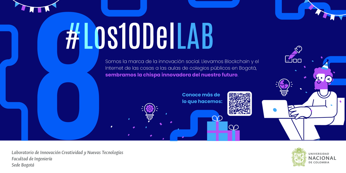 Lab101UNAL's tweet photo. #Los10DelLAB Nuestra pasión, la innovación social 🌟. Inspiramos a niños colombianos con proyectos de Blockchain y el Internet y su uso en las aulas 🚀📚. https://t.co/NNMHIdgci3