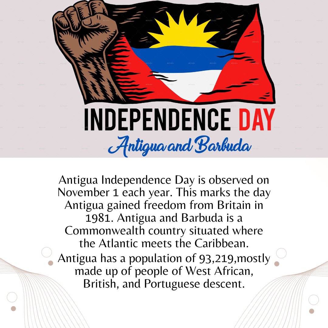 MDCivilRights's tweet image. Happy 42nd Independence Day to all people of Antigua &amp;amp; Barbuda 🇦🇬 ‼️‼️‼️ Total Independence was gained in 1981 for the first time in 328 years! 

#Freedom #Justice #IndependentState #JusticeforAll #StandforwhatisRight #Inclusion  #KnowYourRights