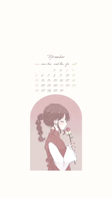 ⌇11月カレンダー画像配布  良かったら壁紙にお使いください! ⠀  ⠀ ◯画像を保存してお使いください ◯使用の際は のフォローをお願いします。 ◯自作発言NG、報告は任意です