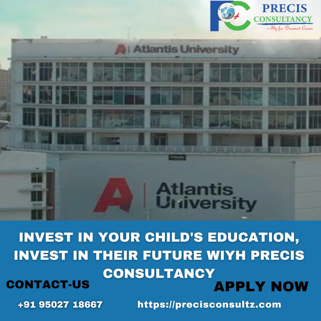 Looking at make your mark at #atlantisuniversity precis consultants will provide personalized guidance, ensuring a seamless transition to your desired program.

#PrecisConsultancy #hyderbad #atlantisuniversity #AdmissionsSuccess #studyabroad #studentvisa #studyvisaexpert #apply