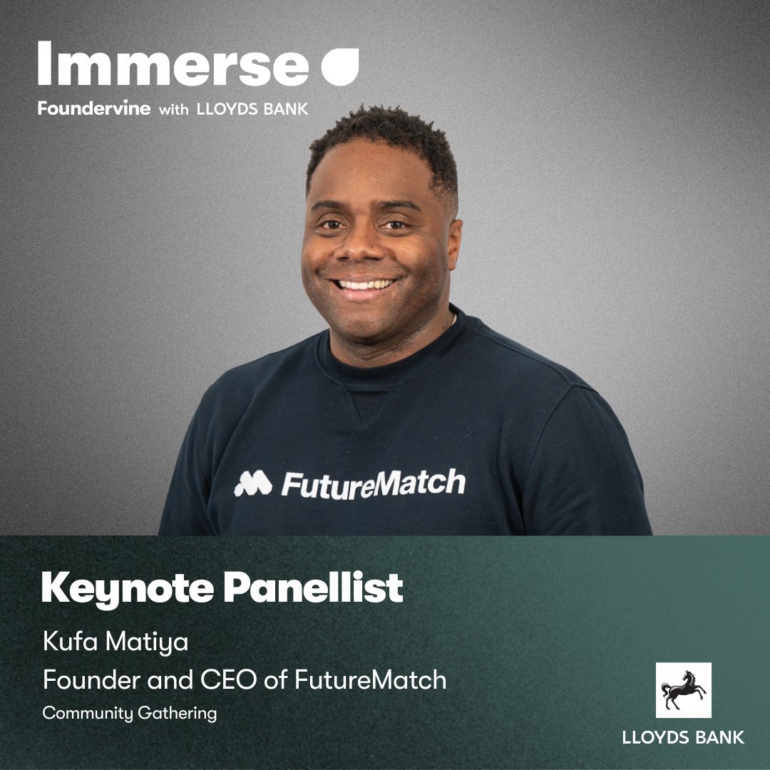 FutureMatchTech's tweet photo. We are excited to announce that our CEO, @Kufamatiya, will be speaking at the Immerse Community Gathering
Event in partnership with @Foundervine and @LloydsBankBiz.

Come along to CONNECT, ENGAGE, LEARN &amp; GROW!

📅04 Nov 2023 |📍Birmingham
🎟️Free tickets: https://t.co/SqtpWQ5PqO https://t.co/YA3fcyfRX5