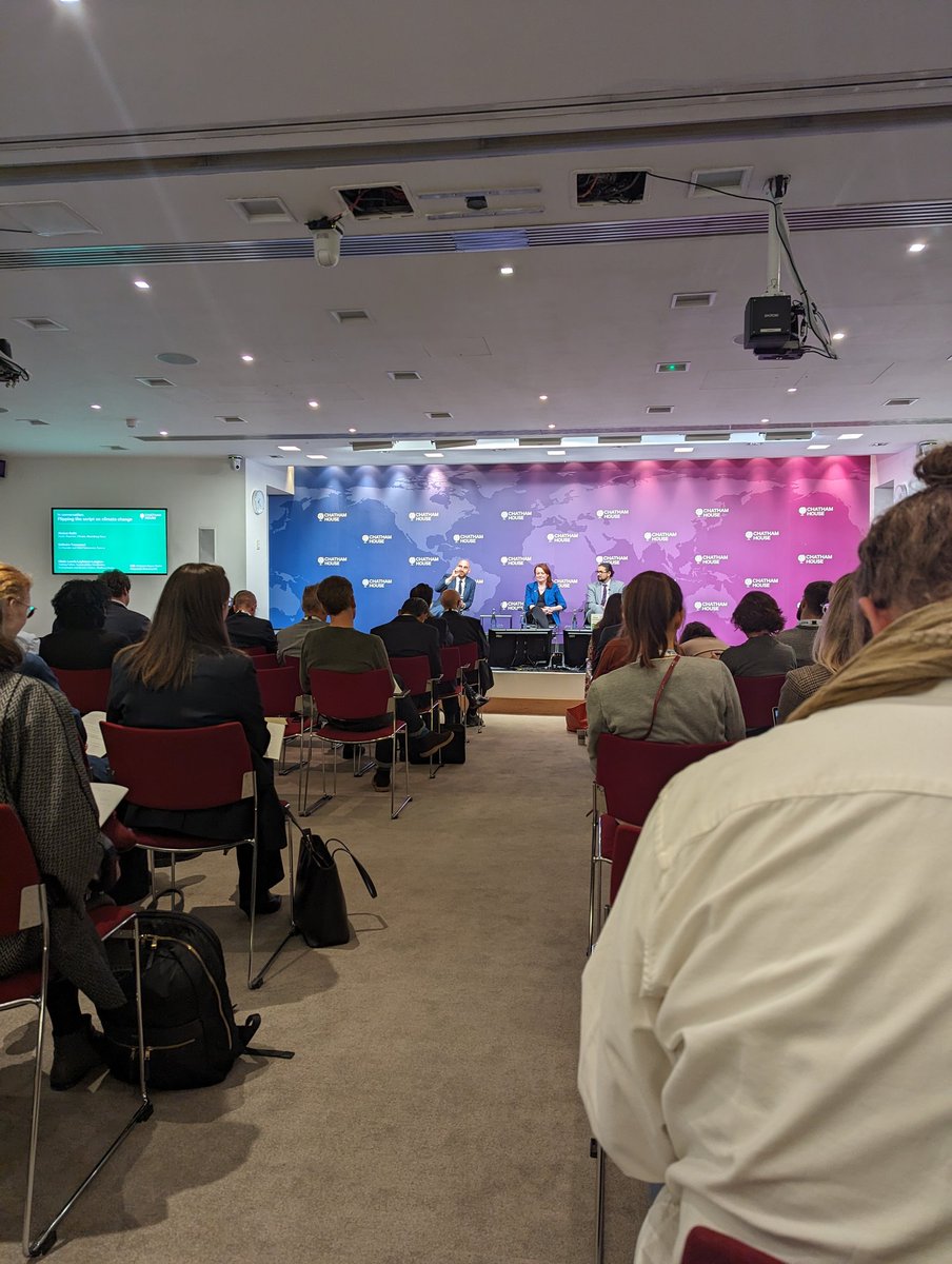 stewdataviz's tweet photo. About to start the session 'Flipping the Script on Climate Change at the Chatham House climate change conference. #CHClimate https://t.co/rAfPG95ZQl