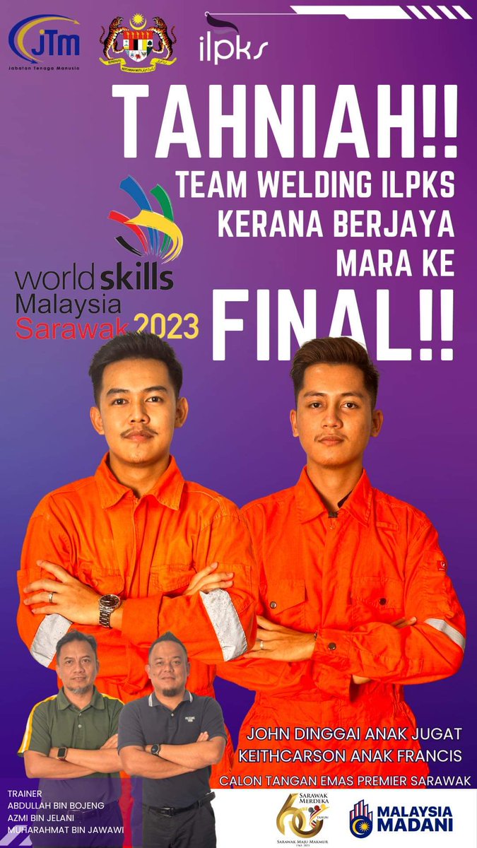 ILPKSamarahan's tweet image. Tahniah dan syabas diucapkan kepada team ILPKS kerana layak mara ke peringkat akhir bagi pertandingan World Skills Malaysia Sarawak (WMS) 2023. 

#ilpks
#wms2023
#iljtm #ILJTM
#lifelonglearning 
#skillsmalaysia #SkillsMalaysia #tvet #TVET 
#tvetmalaysia 
#jommasukilpks