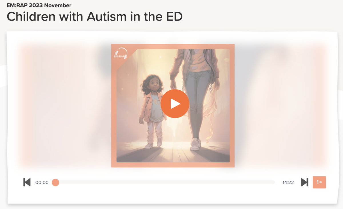 EMSwami's tweet image. November #EMRAP Free Content: Caring for kids w/ Autism in the ED bit.ly/3MNvoQL

Great practical tips from the experts on making the visit less painful for the child #FOAMed #Autism