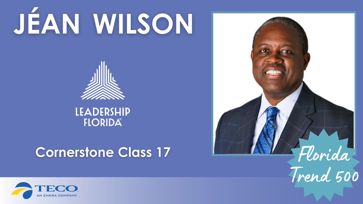 LeadershipFla's tweet photo. Congratulations to Jéan Wilson (#CornerstoneClass17 #BoomShackaLacka, #EastCentralRegion) for being selected as one of @FloridaTrend's Top 500 Influentials in Florida in the Law category. Jéan is an attorney at @GT_Law.
Sponsor: @TampaElectric https://t.co/KqIEHrwVNM