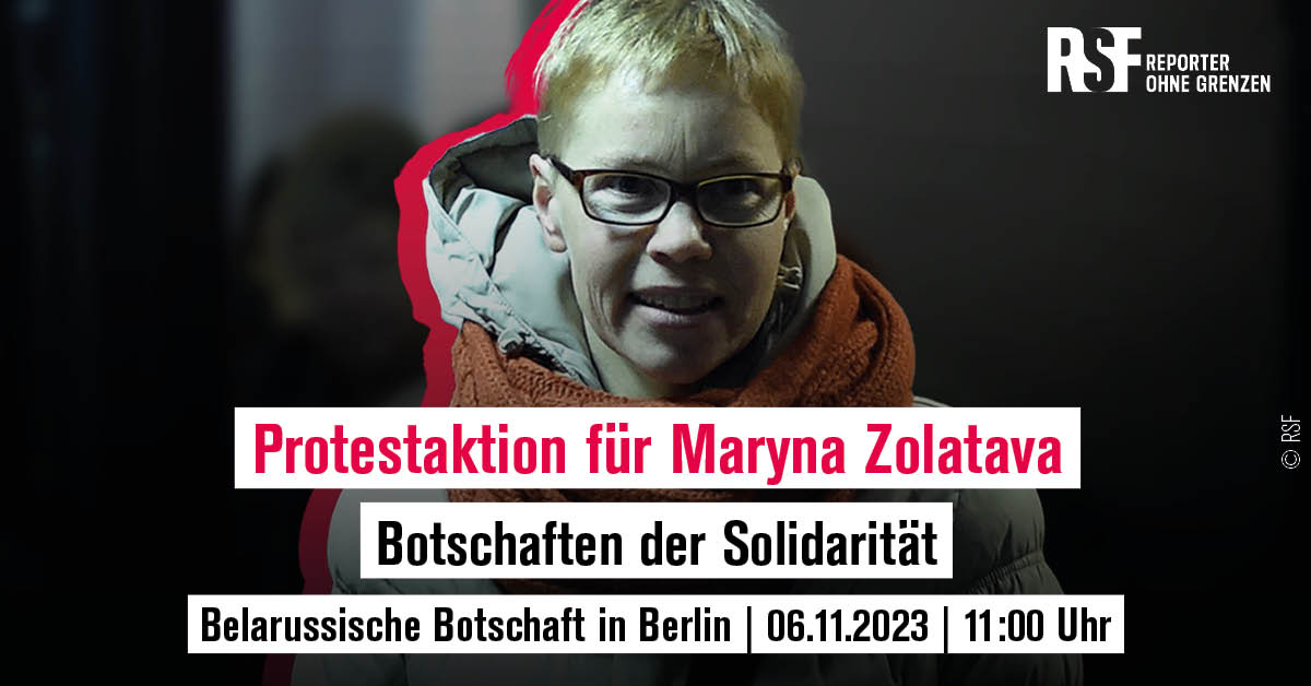 Am 6.11. um 11 Uhr fordern wir anlässlich des Geburtstags von Maryna Zolatava ihre Freilassung. Die Journalistin muss ihren Geburtstag im Gefängnis in #Belarus verbringen. Schließen Sie sich uns an! #FreeZolatava reporter-ohne-grenzen.de/presse/termine…