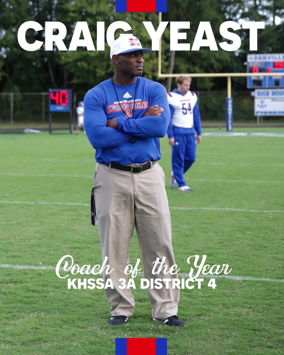 Congratulations to Mercer County Titan Head Coach Craig Yeast. 2023 KHSAA 3A District 4 Coach of the Year! #WorkWins🗡