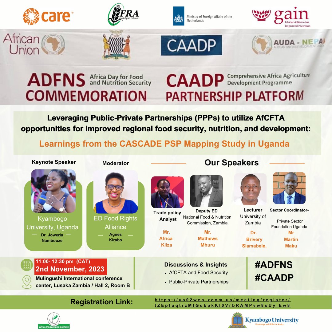 Food Rights Alliance - FRA (@frauganda) on Twitter photo Join <a href="/FRAUGANDA/">Food Rights Alliance - FRA</a> and the #CASCADE program for a hybrid discussion on leveraging Public-Private Partnerships for improved regional food security, nutrition and development on 2nd November 2023 from 11:00- 12:30 pm (CAT).
Register here: us02web.zoom.us/meeting/regist… Join <a href="/FRAUGANDA/">Food Rights Alliance - FRA</a> and the #CASCADE program for a hybrid discussion on leveraging Public-Private Partnerships for improved regional food security, nutrition and development on 2nd November 2023 from 11:00- 12:30 pm (CAT).
Register here: us02web.zoom.us/meeting/regist…