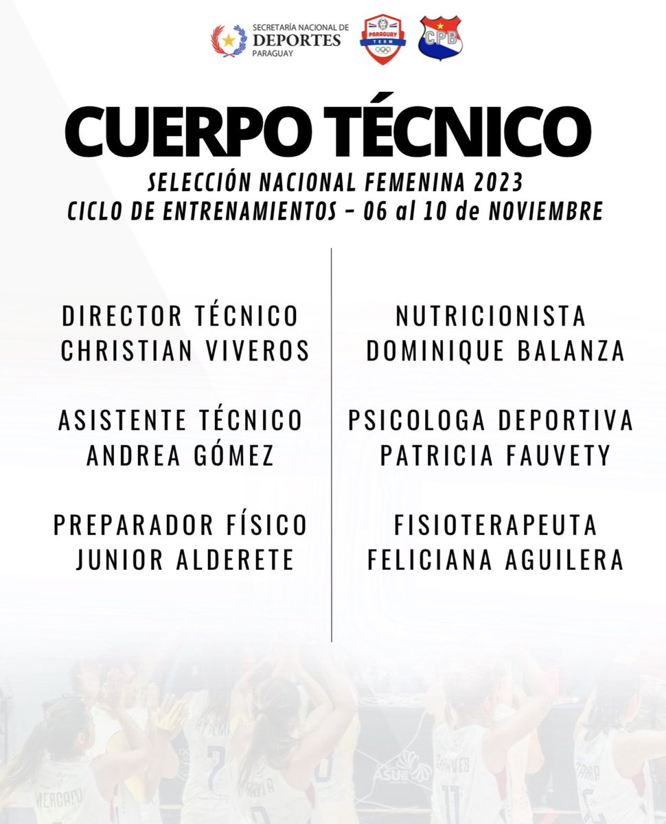 Segundo llamado de la selección Nacional Femenina 🇵🇾⛹🏻‍♀️

Esta es la lista de convocadas que realizaran trabajos del 6 al 10 de noviembre en Asuncion

Tienen Previsto jugar amistosos vs la seleccion  sub 17 que muy pronto viajan al suda de dicha categoría 💪🏻

VAMOS PARAGUAY 🇵🇾