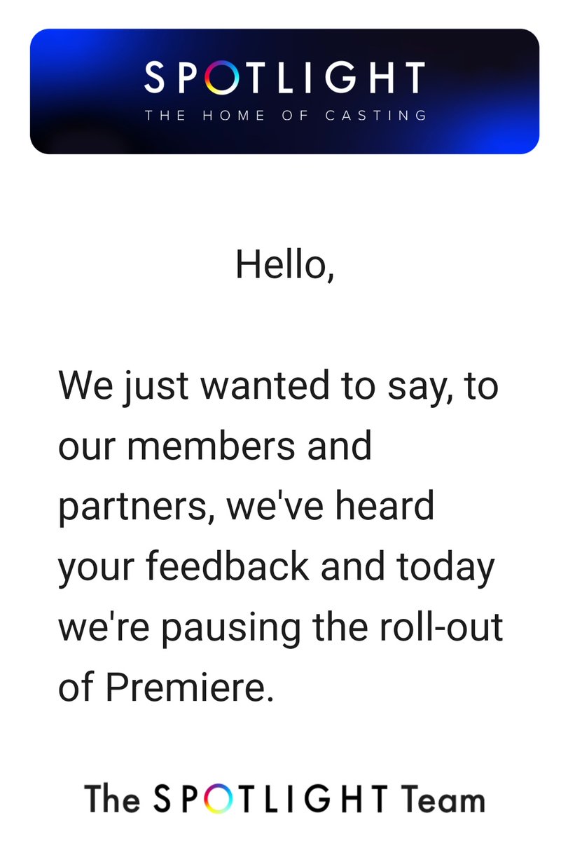 Actors stand together <a href="/EquityUK/">Equity</a> <a href="/SpotlightUK/">Spotlight</a> Thank you Spotlight. Maybe the pause  be a permanent one 👏👏