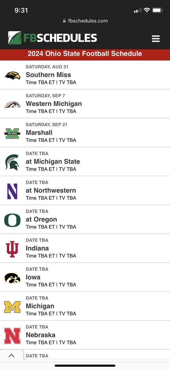 OGCrux's tweet photo. @ChaseDisPaper1 Can’t wait for that gauntlet out of conference schedule OSU plays next year. https://t.co/B4EId7BXmt