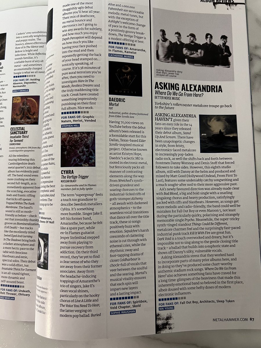 Truly grateful to be included in the latest @MetalHammer issue. “Goth Stomp” is my genre now. 👹