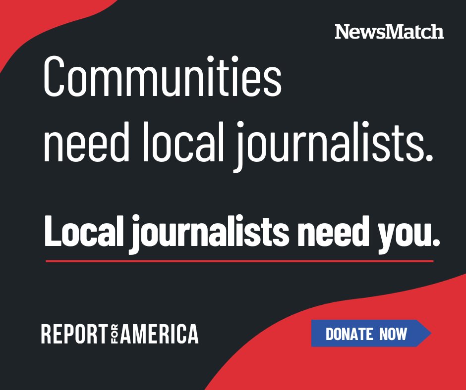 Report4America's tweet photo. #LocalJournalists need you 💙
YOU can help us continue to build stronger, better-informed communities. Double your impact by giving now: https://t.co/EOUijkbxu2 https://t.co/xqYhUM13JY
