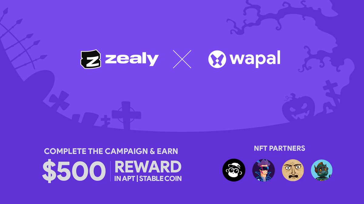 🎃 Trick or Treat - $500 Halloween Campaign 🎃

Join the November campaign and participate for a portion of the $500 prize pool!

With <a href="/Aptos_Network/">Aptos Network (has moved to Aptos!)</a>, let's unite to empower the NFT community.

Get started now 👇
zealy.io/c/wapal/questb… 
 
Support: 
discord.com/invite/wapal