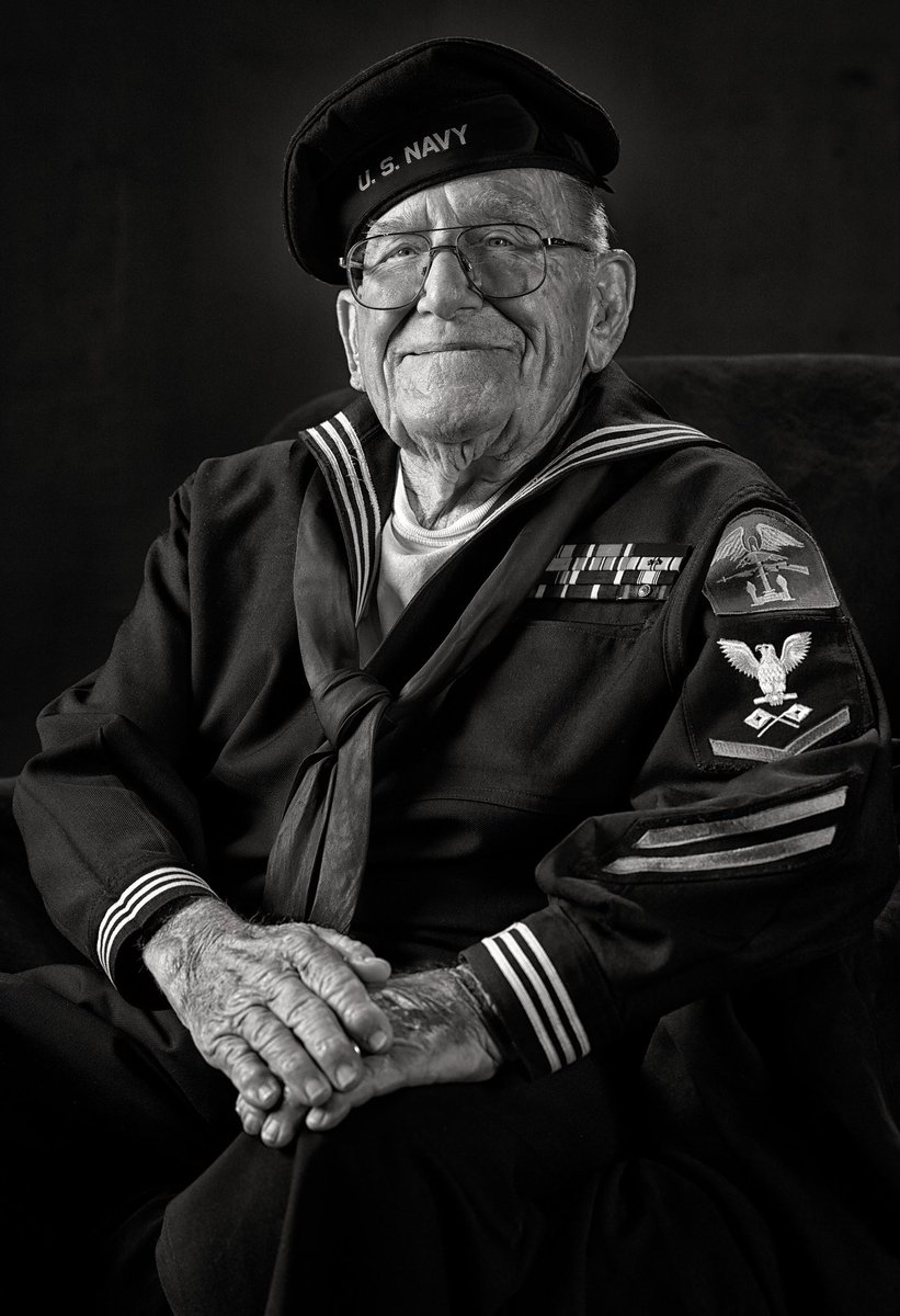 Gilbert Nadeau - SM3 - WW2 - Korea
 
Joined the Navy at 16.  At 4’11” he was 3” to short to enlist. Tenacious he eventually found someone to let him in. 
see Gil’s full story at: veteransportrait.com