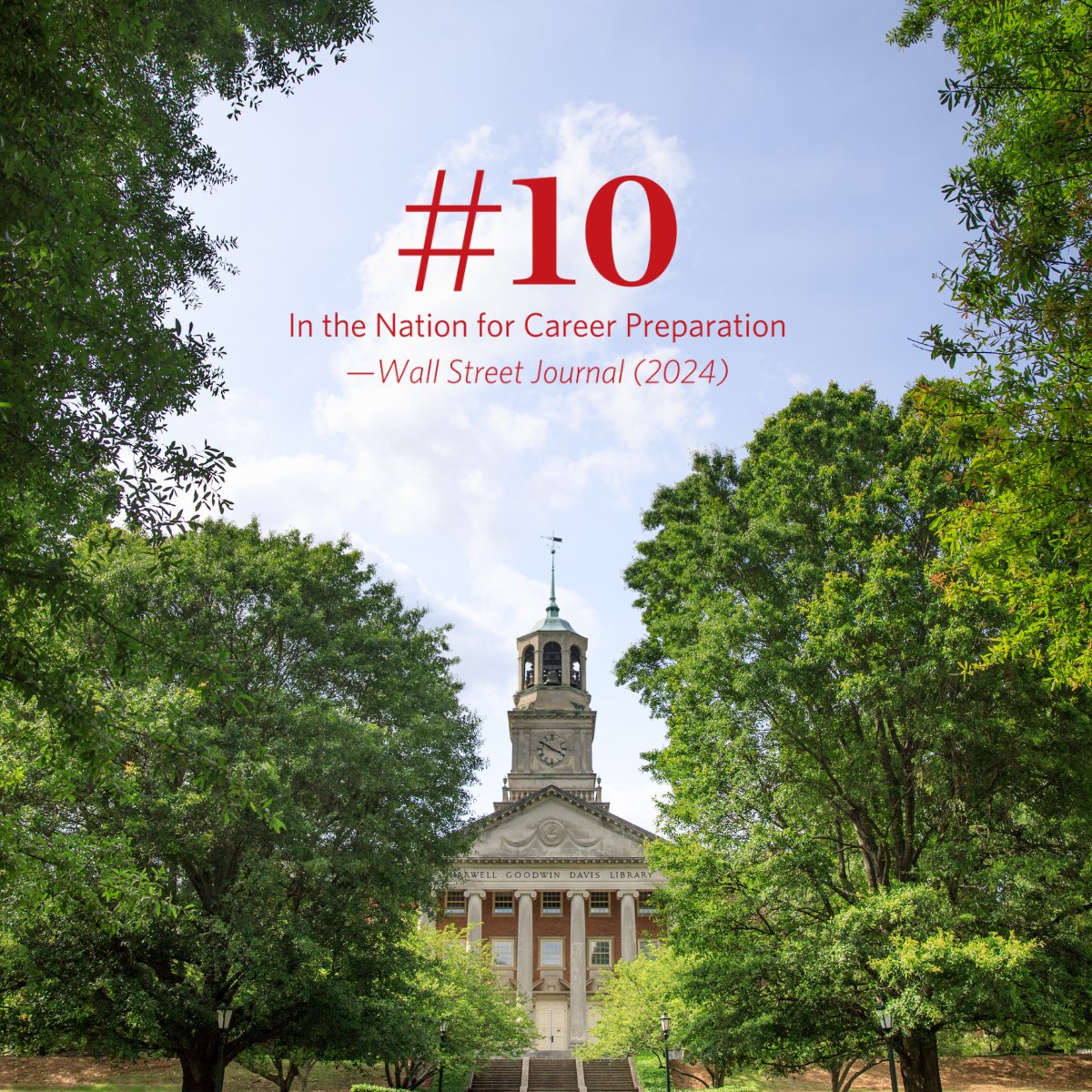 SamfordU's tweet photo. 👏 Samford University is ranked #10 in the nation for quality of career preparation! More than 60,000 students were surveyed on career prep, educational opportunities, learning facilities and satisfaction with the value received for experiences provided. https://t.co/hIiItflHQS https://t.co/xyFxX0cMxR