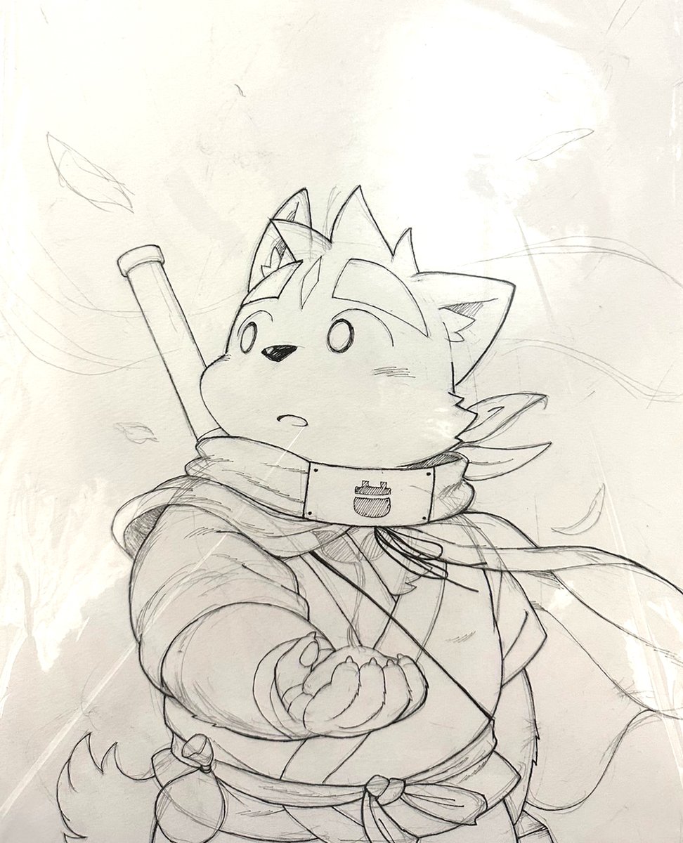 「キャンパスアート用のイラスト描けました～! 清書←→線画 #薬味忍法帖」|樹下次郎のイラスト