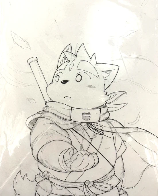 キャンパスアート用のイラスト描けました～! 清書←→線画 #薬味忍法帖