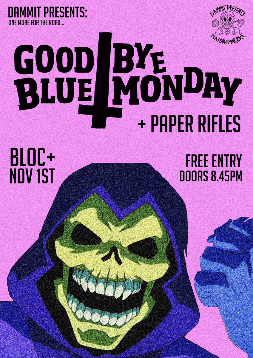 Tonight we have @goodbye_blue and <a href="/PaperRifles/">Paper Rifles</a> playing <a href="/BlocGlasgow/">Bloc+</a> 
Paper Rifles on around 9pm

Come do the good ol’ punking with us!
