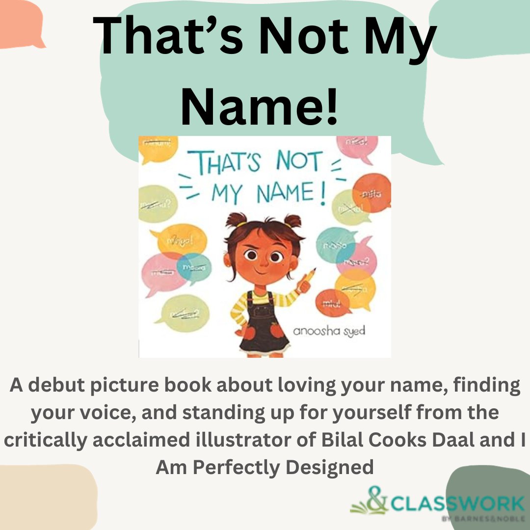 🗨️Do you have a name that is often mispronounced? Mihra from That's Not My Name by @foxville_art understands what that is like after the first day of school! But her mom teaches her how special her name is and how to stand up for herself! Get your copy today! 🗨️