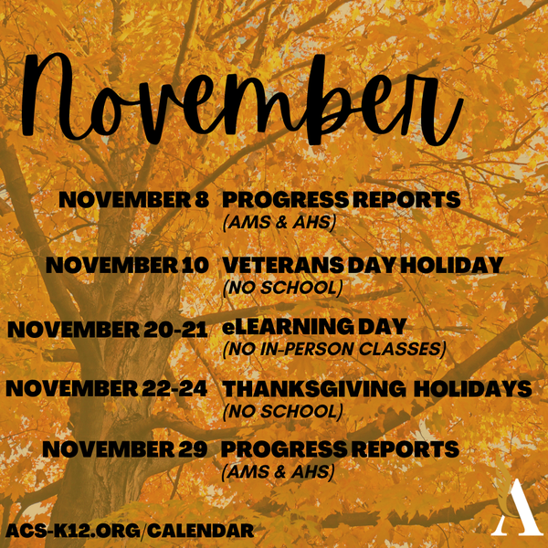 AthensALSchools's tweet photo. MARK YOUR CALENDARS for important dates to remember during the month of November! #acsmarkyourcalendars https://t.co/O5NsJ2BQOs