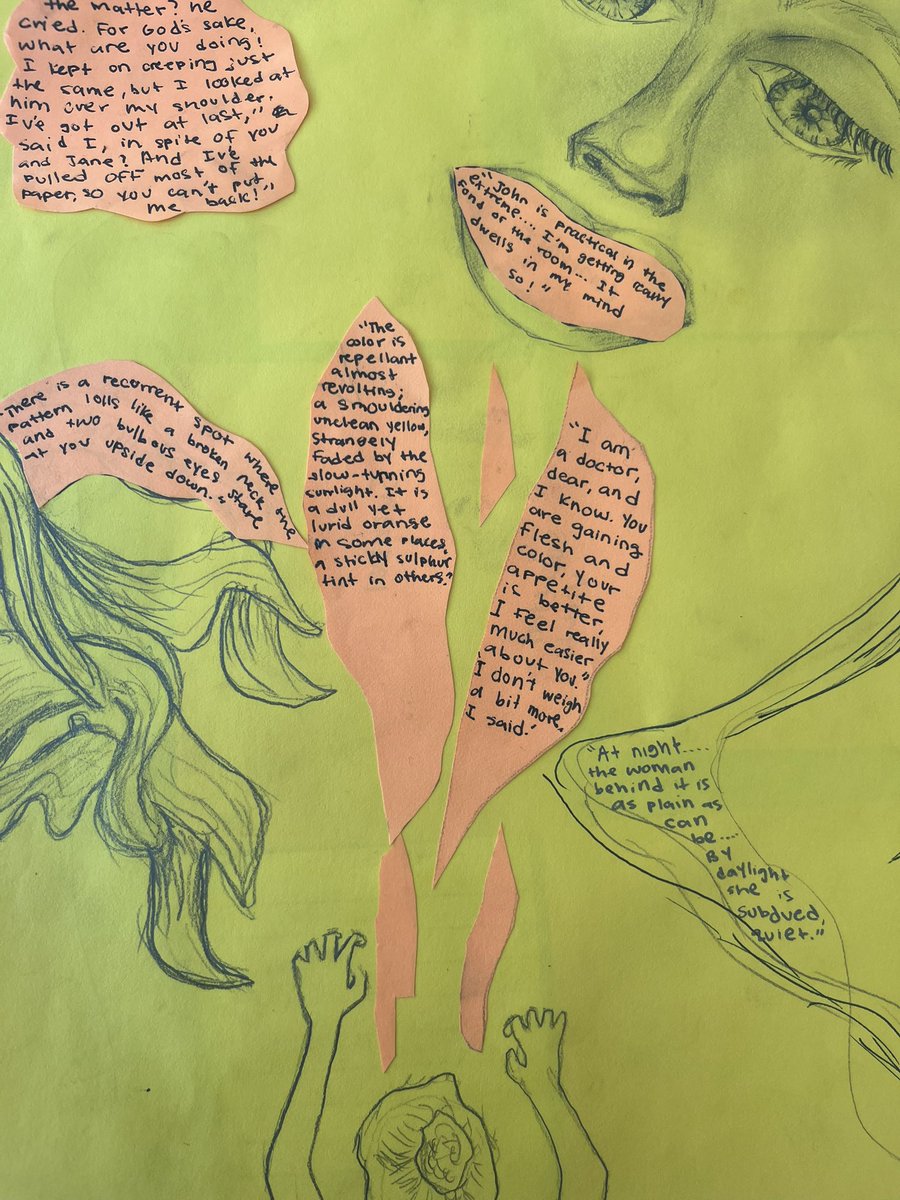 susangbarber's tweet image. “The Yellow Wallpaper” analysis - the creation of the design slows students down allowing them time to process. I LOVE the conversations I’m hearing about this texts as students are working. #aplitchat