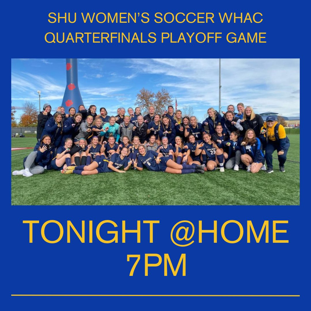 SAINTS!!! Tonight is a huge playoff game at home for wsoc!! WHAC tournament quarterfinals vs UofM Dearborn @ 7pm. Come show your support 💙💛