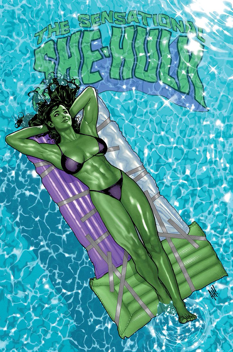 COVER OF THE WEEK! Printing problems made the SENSATIONAL foil cover for SENSATIONAL SHE-HULK #1 arrive a week late. @AH_AdamHughes did an UNBELIEVABLE job with it. My first foil cover in years and maybe the best I've worked on? By worked on, I mean I said, YOU ARE GREAT, ADAM!