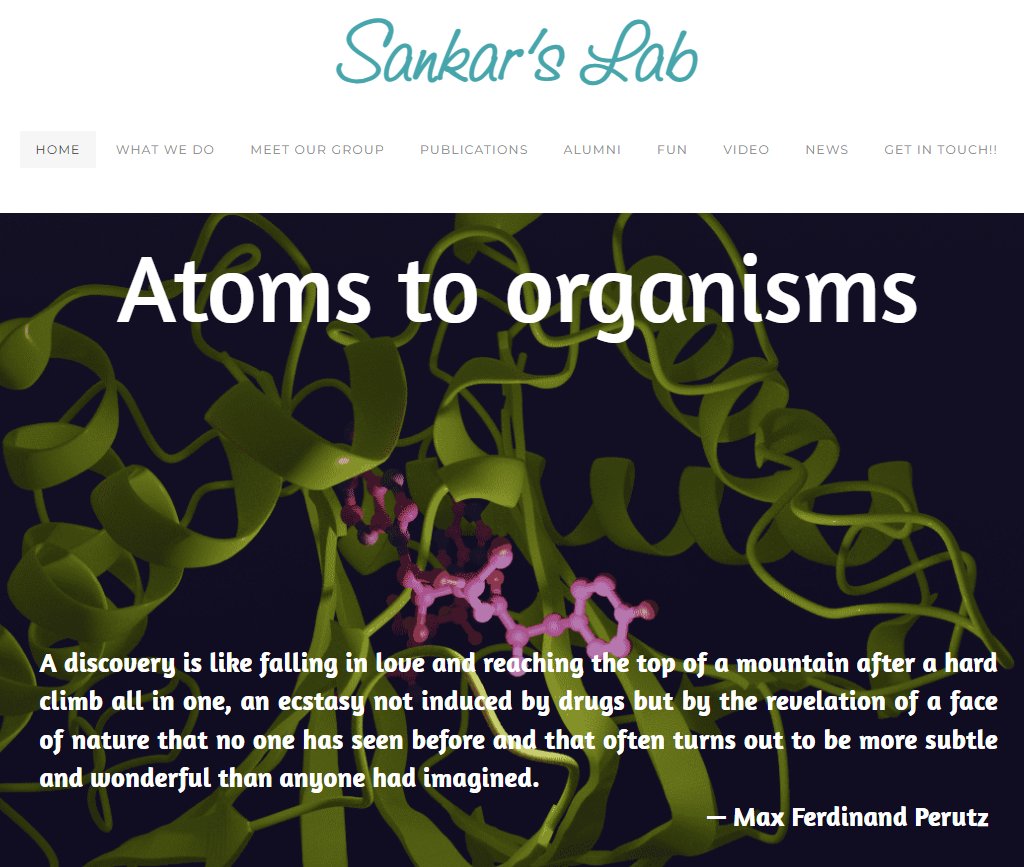 Hello #scitwitter ! We're excited to announce the launch of our new lab website 🎉 Come check it out to learn more about us and what we do! 
Suggestions are welcome. 
#NewWebsite @sankarfr1 @ccmb_csir 

sankarslab.weebly.com