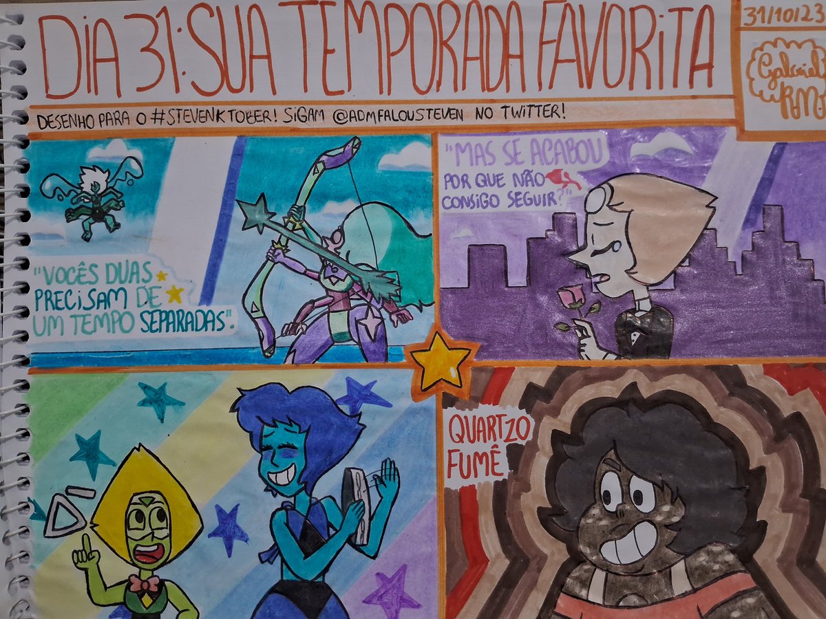GabrielRN123's tweet photo. Eis aqui meu último desenho pro #StevenKTober ✍️🏼⭐️
@AdmFalouSteven #StevenUniverse #stevenuniversefanart #LapisLazuli #Peridot #Pearl https://t.co/rip63mxGtO