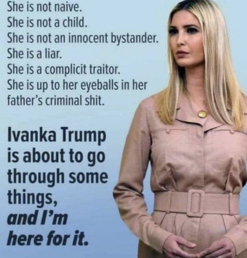 AnnieForTruth's tweet photo. Ivanka has been rather quiet! Looking forward to her testimony! 😂 https://t.co/D5ygtD0s85
