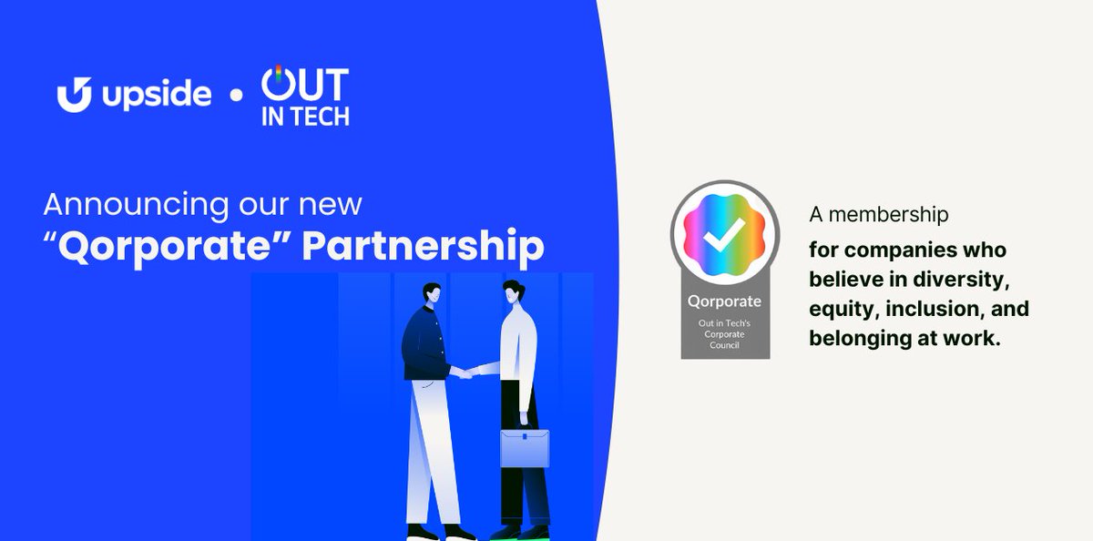 We’ve partnered with 🌈@OutInTech🌈 to recruit top LGBTQ+ tech talent and engage our queer and trans team members and allies. 
 
Upside is committed to building & maintaining an inclusive workplace that's representative of the diverse communities we serve: bit.ly/45SzzBh