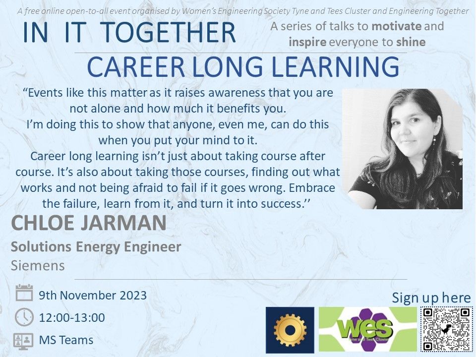 Come and hear from Chloe herself at this great free online webinar Book for free at eventbrite.co.uk/e/in-it-togeth… #careerpath #learning #free # webinar #CPD