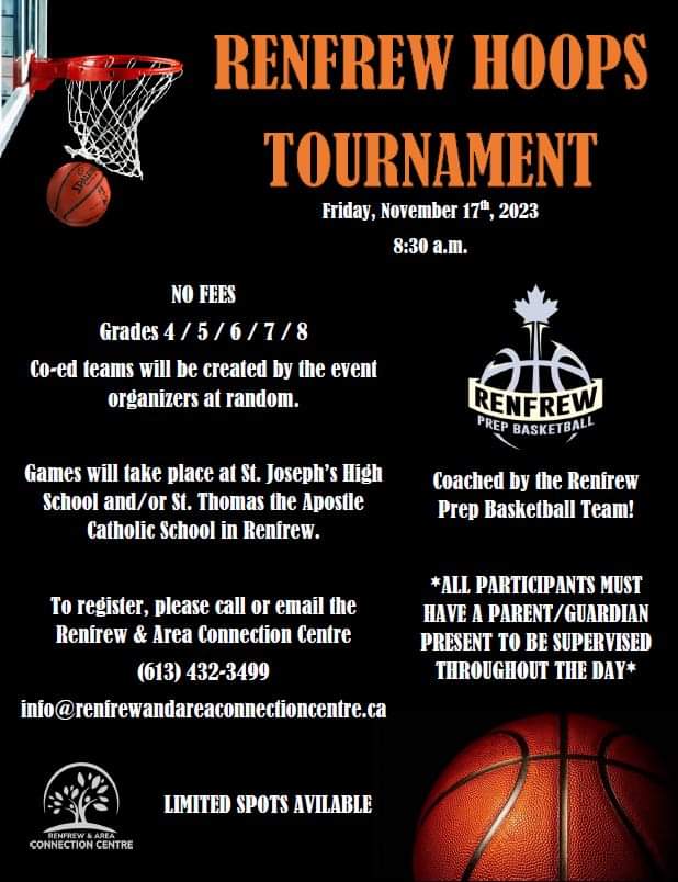 Awesome opportunity to play basketball for students in Renfrew County in Grades 4-8. And it's FREE!