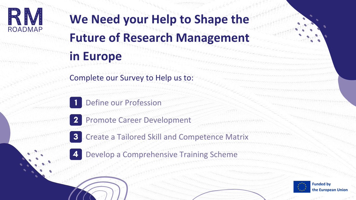 RM ROADMAP Project (@rmroadmap) on Twitter photo 🔍Are you a European-based Research Manager?
🌍We need your help to Shape the Future of Research Management in Europe.
📊Take part in <a href="/RMROADMAP/">RM ROADMAP Project</a>'s comprehensive Europe-wide survey to redefine the future of Research Management:
🖥️ survey.alchemer.com/s3/7505443/RM-… 🔍Are you a European-based Research Manager?
🌍We need your help to Shape the Future of Research Management in Europe.
📊Take part in <a href="/RMROADMAP/">RM ROADMAP Project</a>'s comprehensive Europe-wide survey to redefine the future of Research Management:
🖥️ survey.alchemer.com/s3/7505443/RM-…