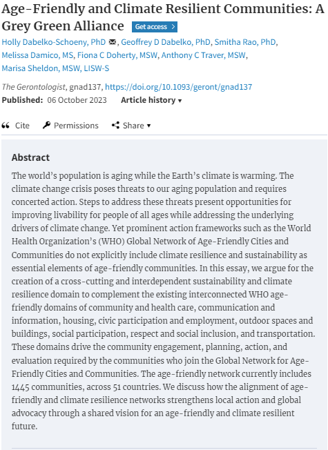 Age-Friendly and Climate Resilient Communities: A Grey Green Alliance. Read the whole paper here: academic.oup.com/gerontologist/…