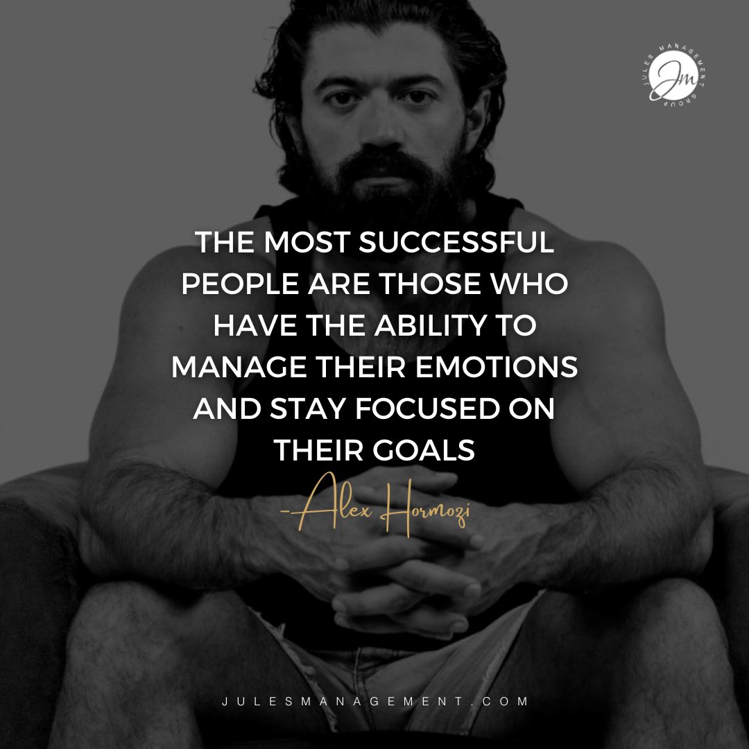 JulesManagement's tweet photo. The most successful people are those who have the ability to manage their emotions and stay focused on their goals. - Alex Hormozi

🌐 https://t.co/WiSW6rEGUH https://t.co/cYTEuKlC8E