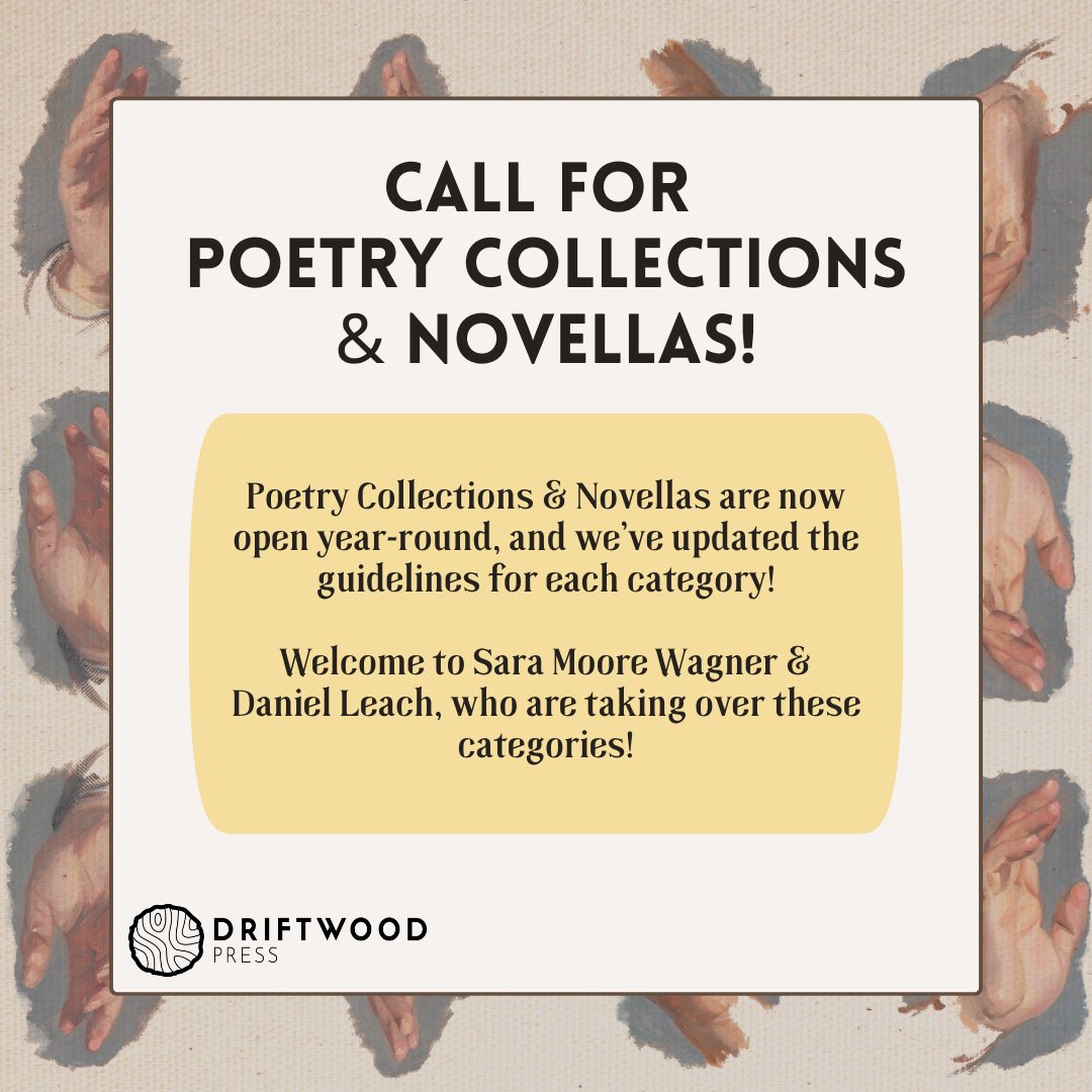Our Poetry Collection and Novella submissions are open year round! We're also welcoming Sara Moore Wagner and Daniel Leach to the team!
wix.to/kfJp8il
#callforsubmissions #poetrycollections #novellas