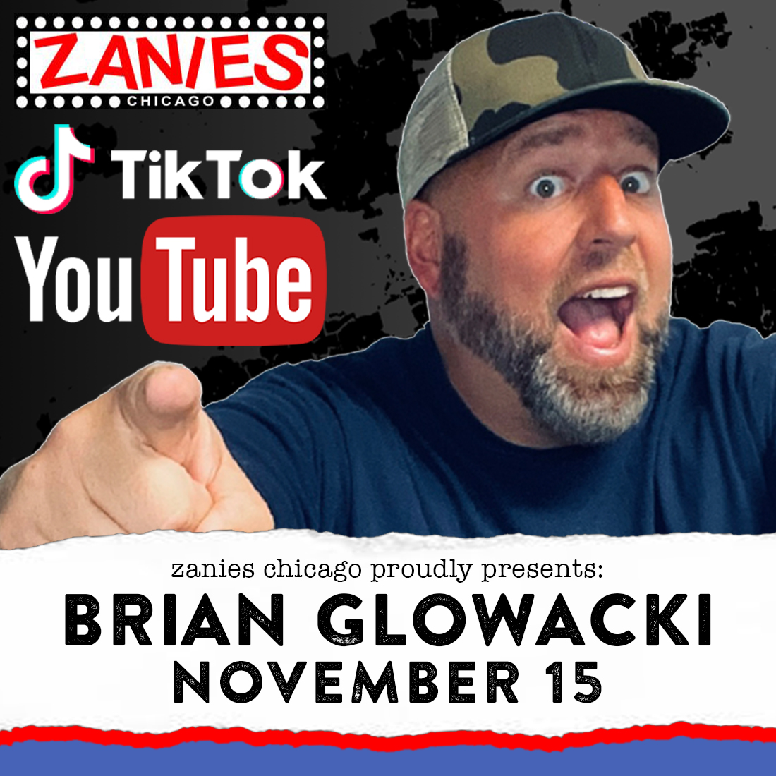 Comedian @BrianGlowacki brings his The Big Rowdy Comedy Tour to Zanies for one night only on November 15! With over 130K followers on TikTok, it's safe to say you don't want to miss this show, Chicago. Grab tickets while you can--> bit.ly/Chicago_BigRow…