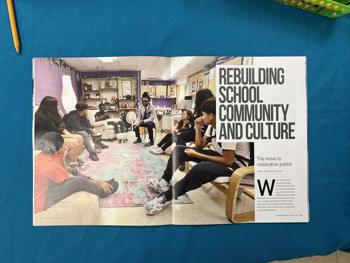 Excited for my article on Restorative Justice at @ArgyleMagnetMS to be featured on the cover of Principal Leadership’s November issue. nassp.org/publication/pr…