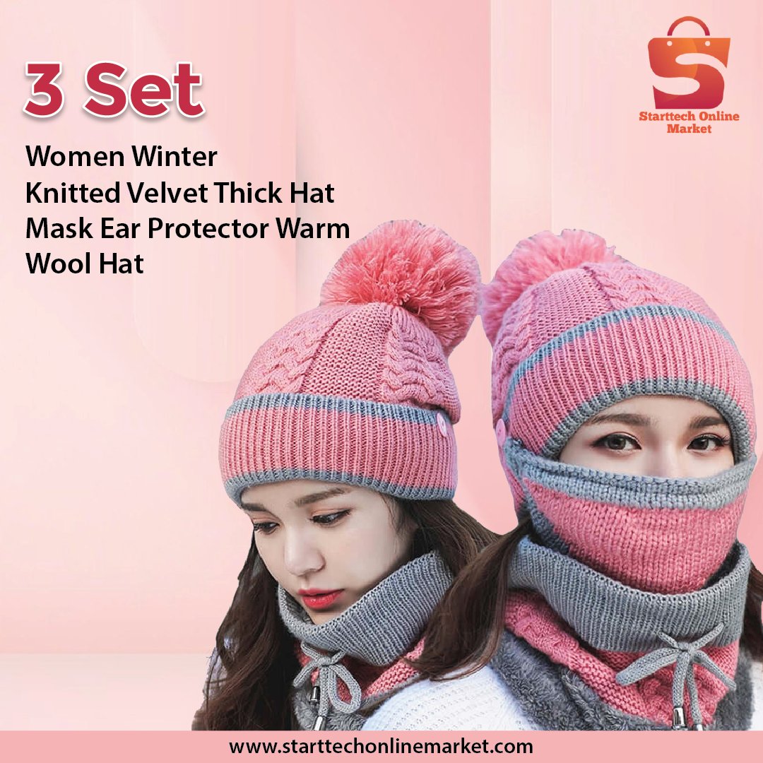 StarttechM's tweet image. Stay cozy and stylish this winter with Solarosette! ☀️❄️ Grab our 3 Set Women Winter Knitted Velvet Thick Hat, Mask, and Ear Protector to keep warm in style. 🧣🎩 

#WinterFashion #StayWarm #SolarosetteStyle