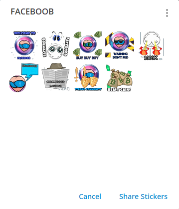 facebooberc's tweet photo. V1 STICKERS FOR $FACEBOOB NOW LIVE. SEND IT!

CHART: https://t.co/2D3uuco30S

https://t.co/AdVnfPh7JF https://t.co/V6COuQ7kms