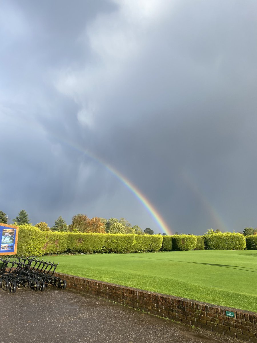 In this stormy weather - a beautiful double rainbow coming from our driving range! ⛳️

#rainbow #doublerainbow #nature #storm #taunt