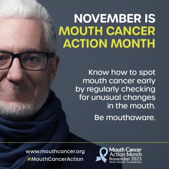 mouthcancerorg's tweet photo. #MouthCancerAction month starts today. 

Get involved by spreading awareness of mouth cancer, sharing resources, and checking yourself for early signs and symptoms. https://t.co/kOUBvSeXUJ