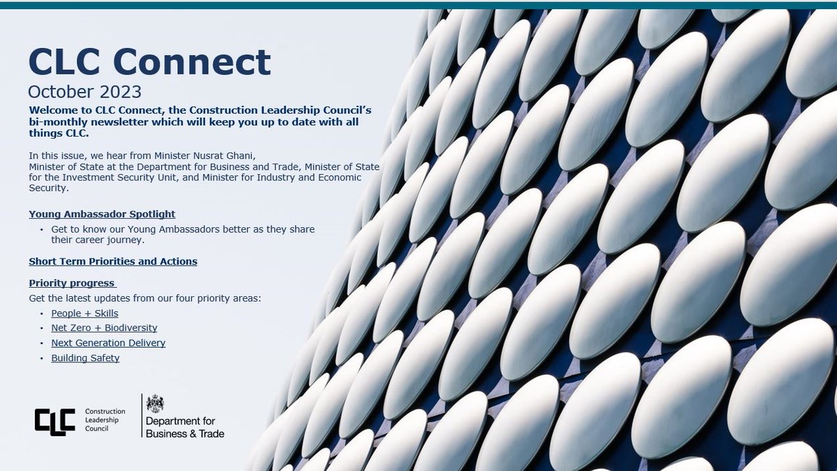 CLC Publishes its October CLC Connect Newsletter - Download a copy here constructionleadershipcouncil.co.uk/news/clc-conne…