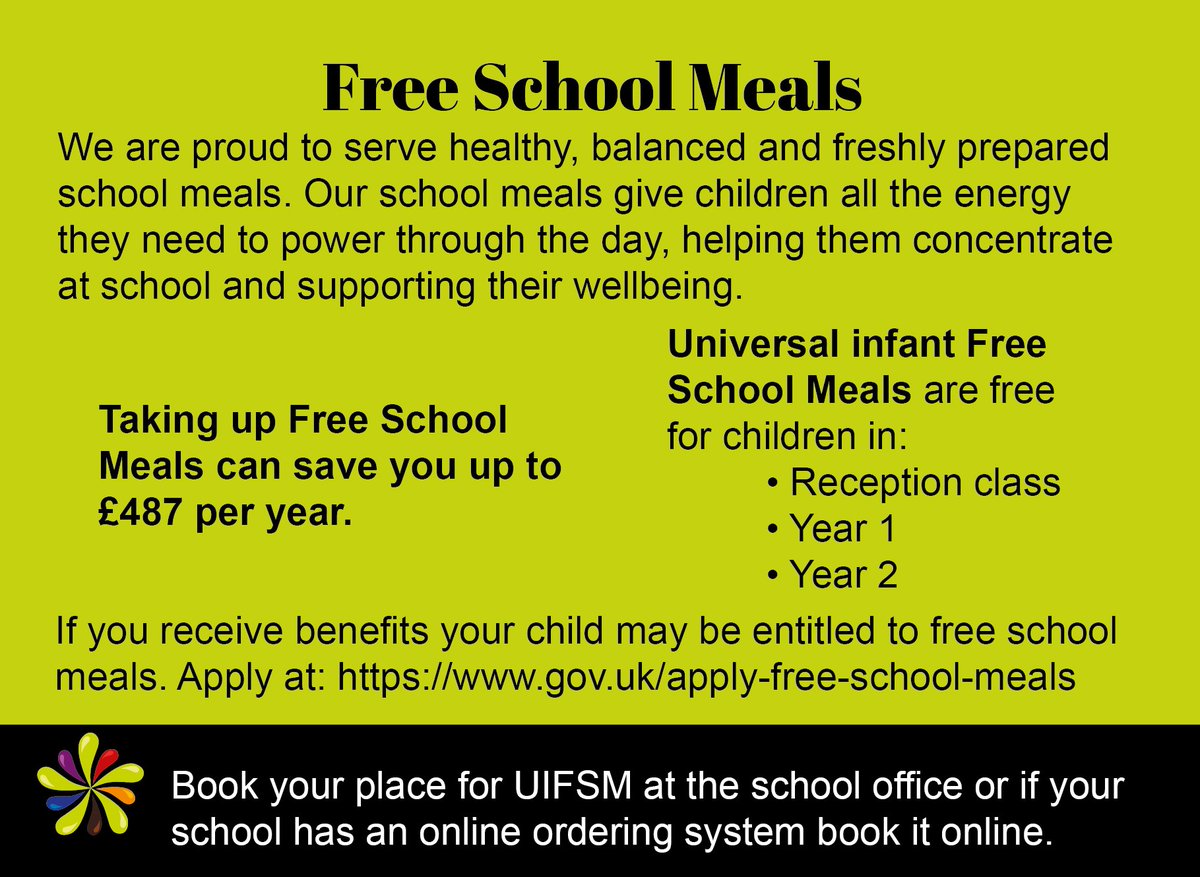 Universal Infant Free School Meals can save parents with children at primary school around £487 per year. School meals are free for all primary school children in reception, year 1 and year 2. Sign up at your children’s school. (Only applies in government funded schools.)