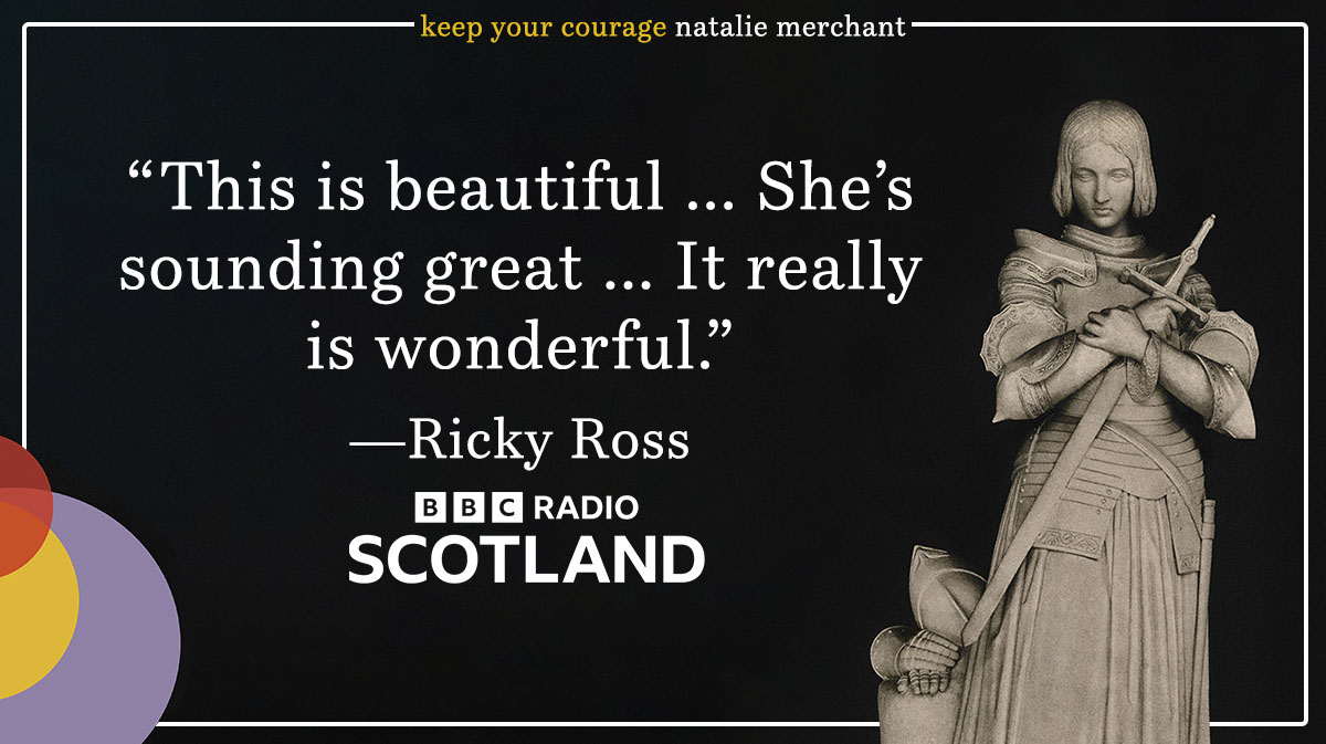 Thanks, @rickyaross, for playing @NatalieMerchant's 'Sister Tilly,' from her album 'Keep Your Courage,' on @BBCScotland's 'Another Country'! bbc.co.uk/programmes/m00… She performs at @GCHalls on Sunday after two nights at @LondonPalladium Thursday & Friday: nonesuch.com/on-tour/natali…