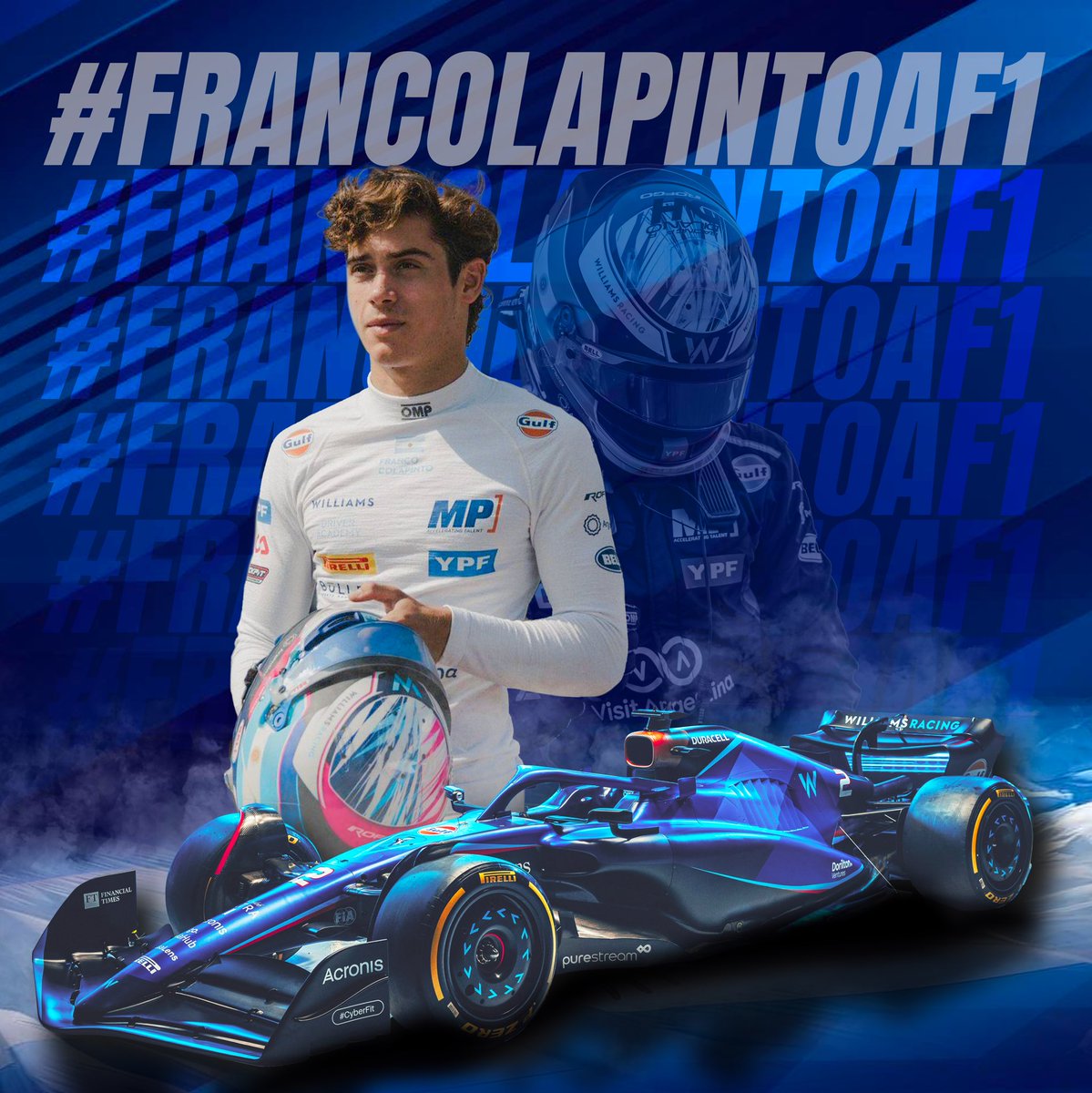 (1/2) ‼️Voy a estar manejando el F1 de <a href="/WilliamsRacing/">Atlassian Williams Racing</a> en el Rookie test de Abu Dhabi. No me entra tanta felicidad en el cuerpo de pensar que en unas semanas voy a estar manejando un Formula 1 por primera vez. Gracias a Williams por esta increíble oportunidad!